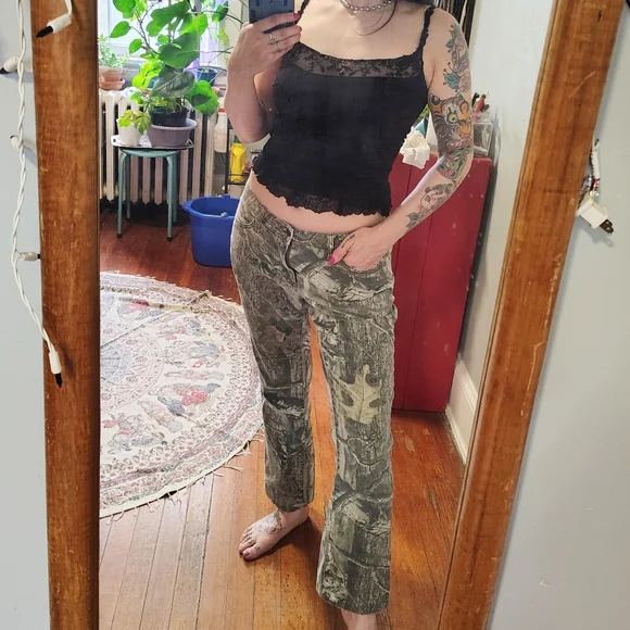 SOLD Mossy Oak Women's 8 Medium 29" Olive Green Realtree Camo Bootcut Pants - Picture 3 of 12